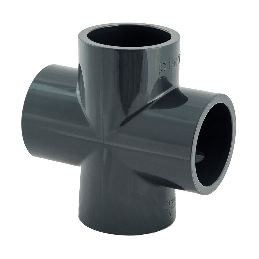 PVC-Kreuzstück, 4 x Klebemuffe