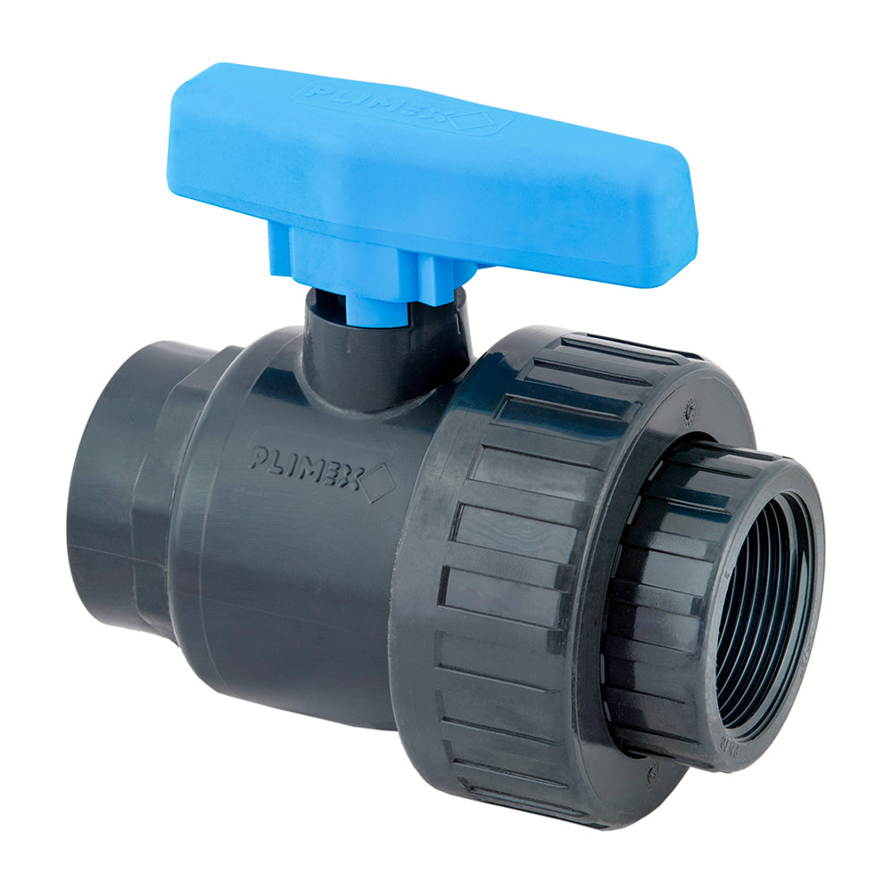 PVC-Kugelhahn "AquaSafe" eine Verschraubung, Klebemuffe x Innengewinde
