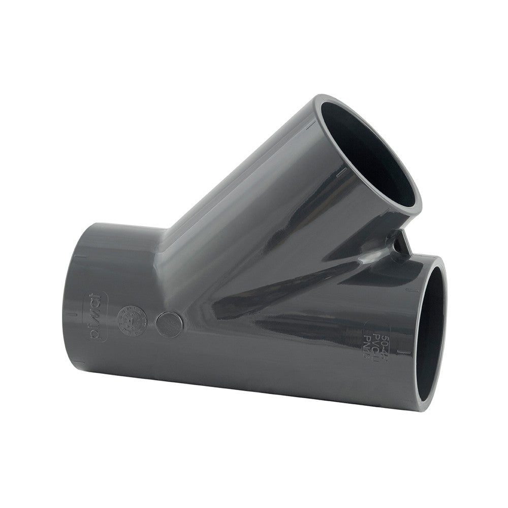 45° PVC-T-Stück, 3 x Klebemuffe