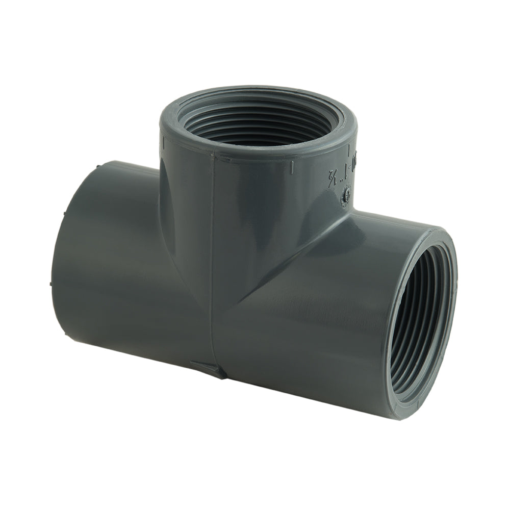 90° PVC-T-Stück, 3 Innengewinde