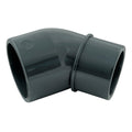 45° PVC-Winkel reduziert, Klebemuffe x Klebemuffe/Klebestutzen